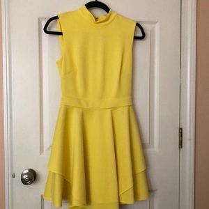 Bebe S/P Layered Yellow A-line dress with open back